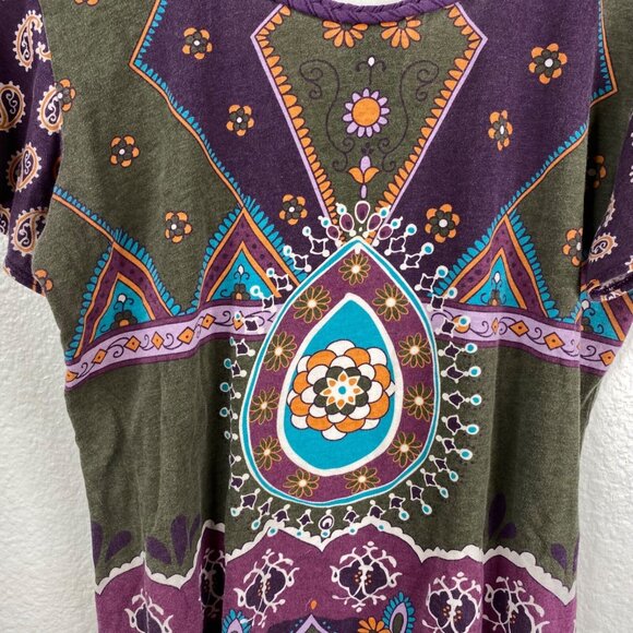 Lucky Brand Top Juniors Short Sleeves Paisley Purple Size M Boho Hippie 90's Y2K - Picture 8 of 11